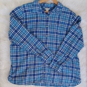 L.L Bean Plaid Flannel. Womans 2x. 100% Cotton. Blue.